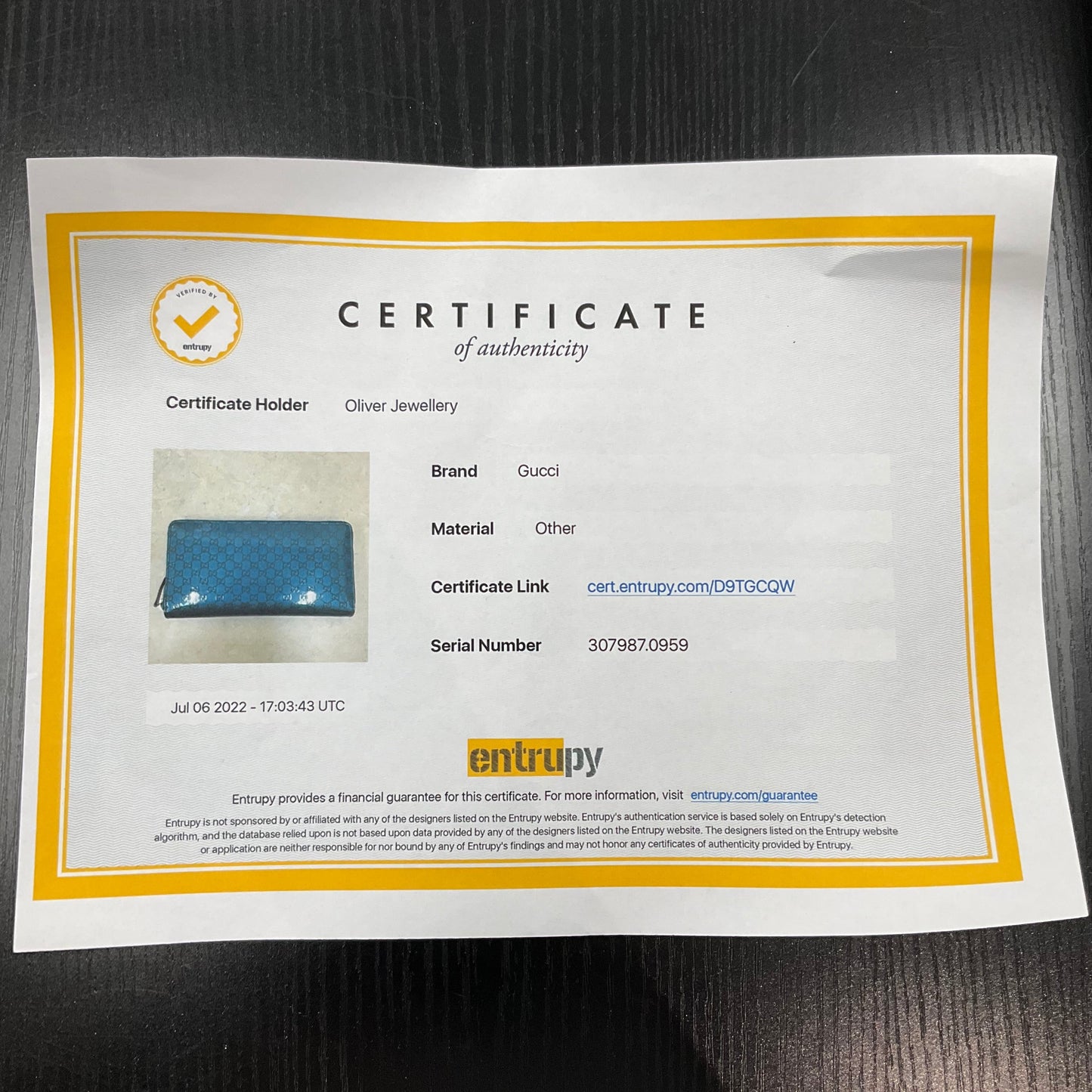 Wallet Luxury Designer By Gucci In Teal, Size:Large