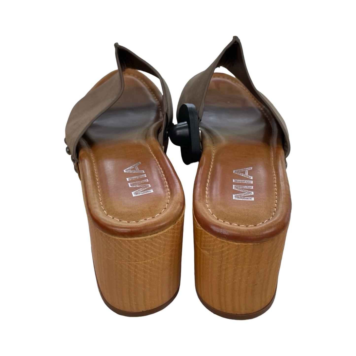 Sandals Heels Block By Mia In Brown & Tan, Size:6.5
