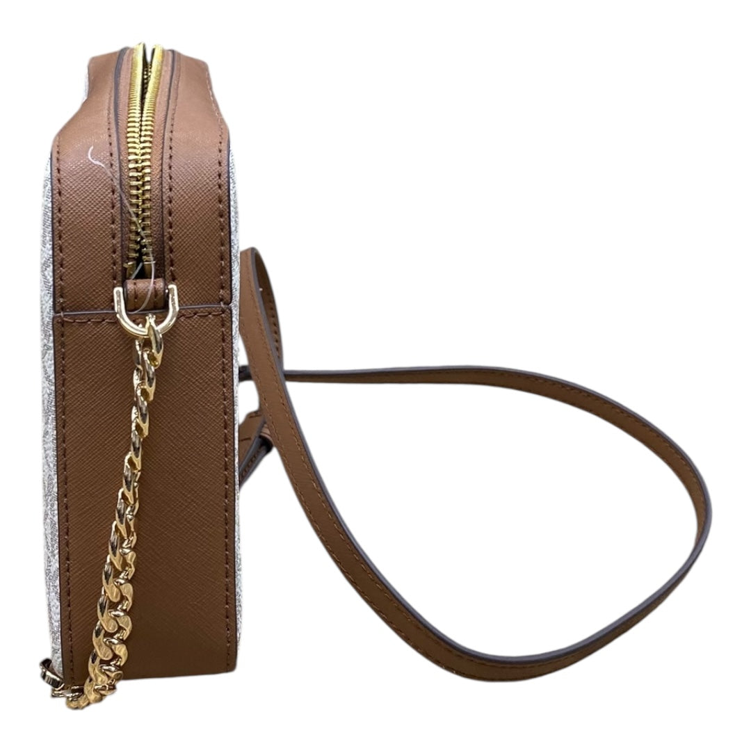 Handbag Designer By Michael Kors In Brown & White, Size:Medium