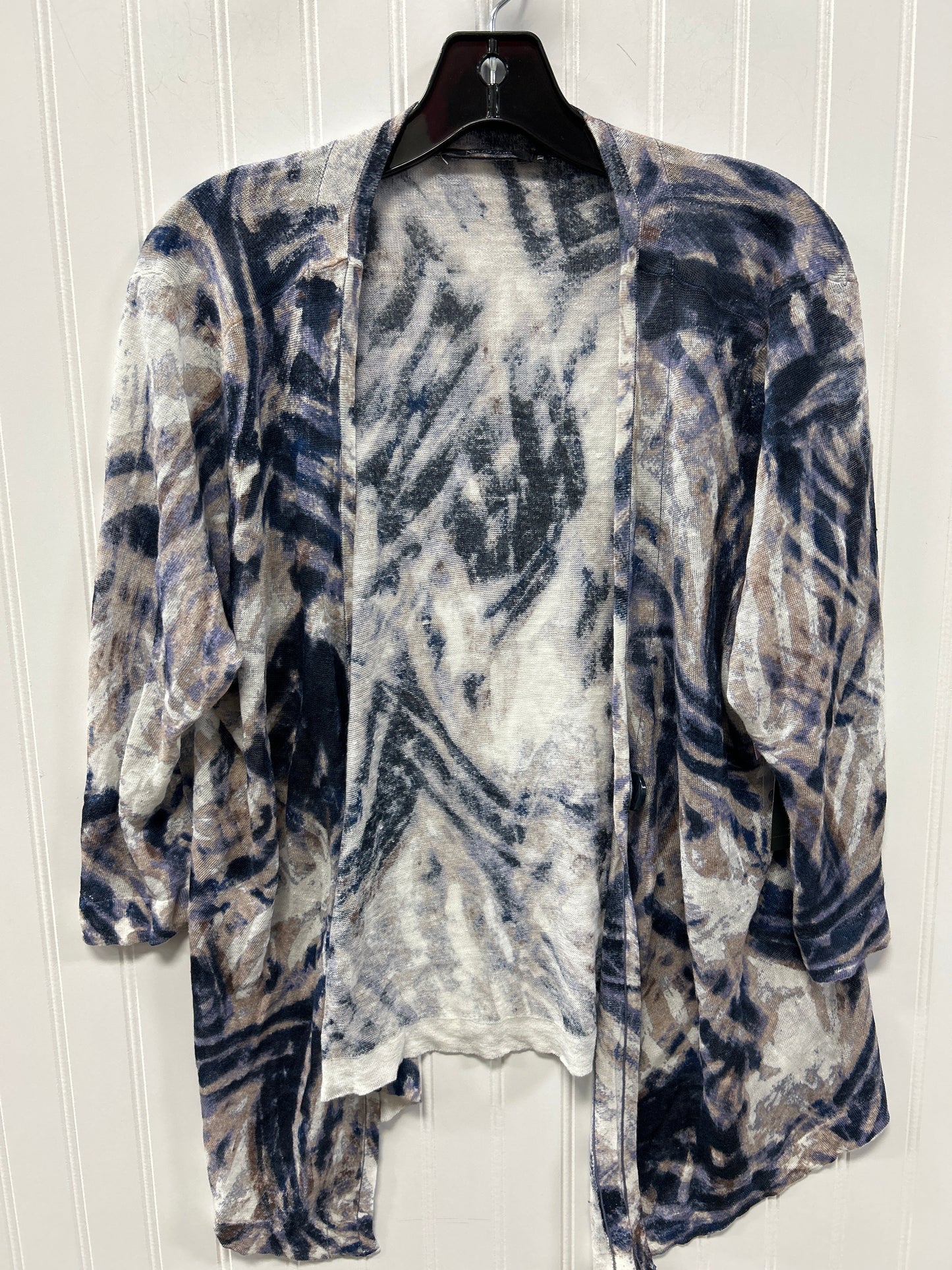 Cardigan By Nic + Zoe In Blue & Cream, Size:Xl