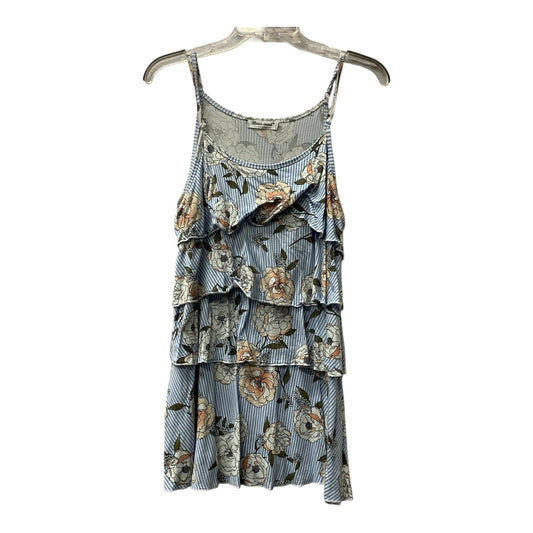 Mat Top Sleeveless By bearsland In Blue & Orange, Size:L