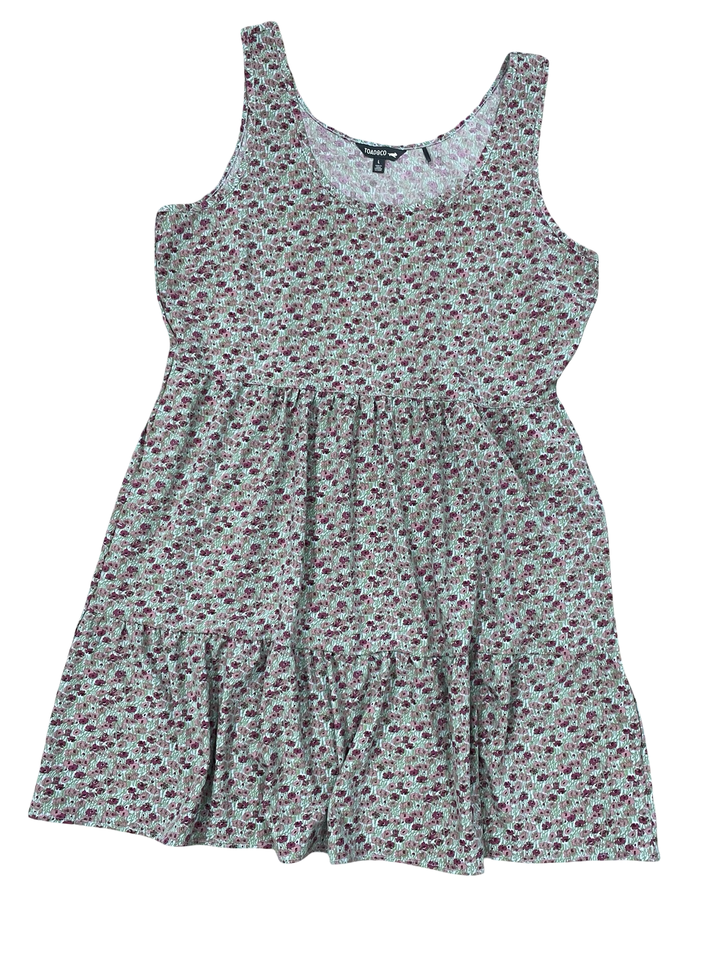 Dress Casual Midi By Toad & Co In Green & Pink, Size:L