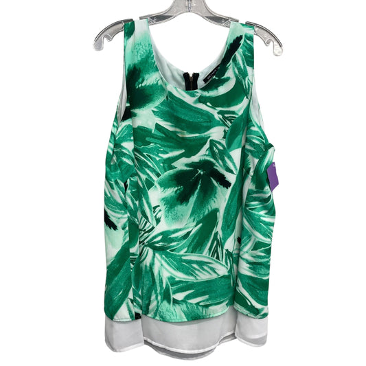 Top Sleeveless By Zac And Rachel In Green & White, Size:2X