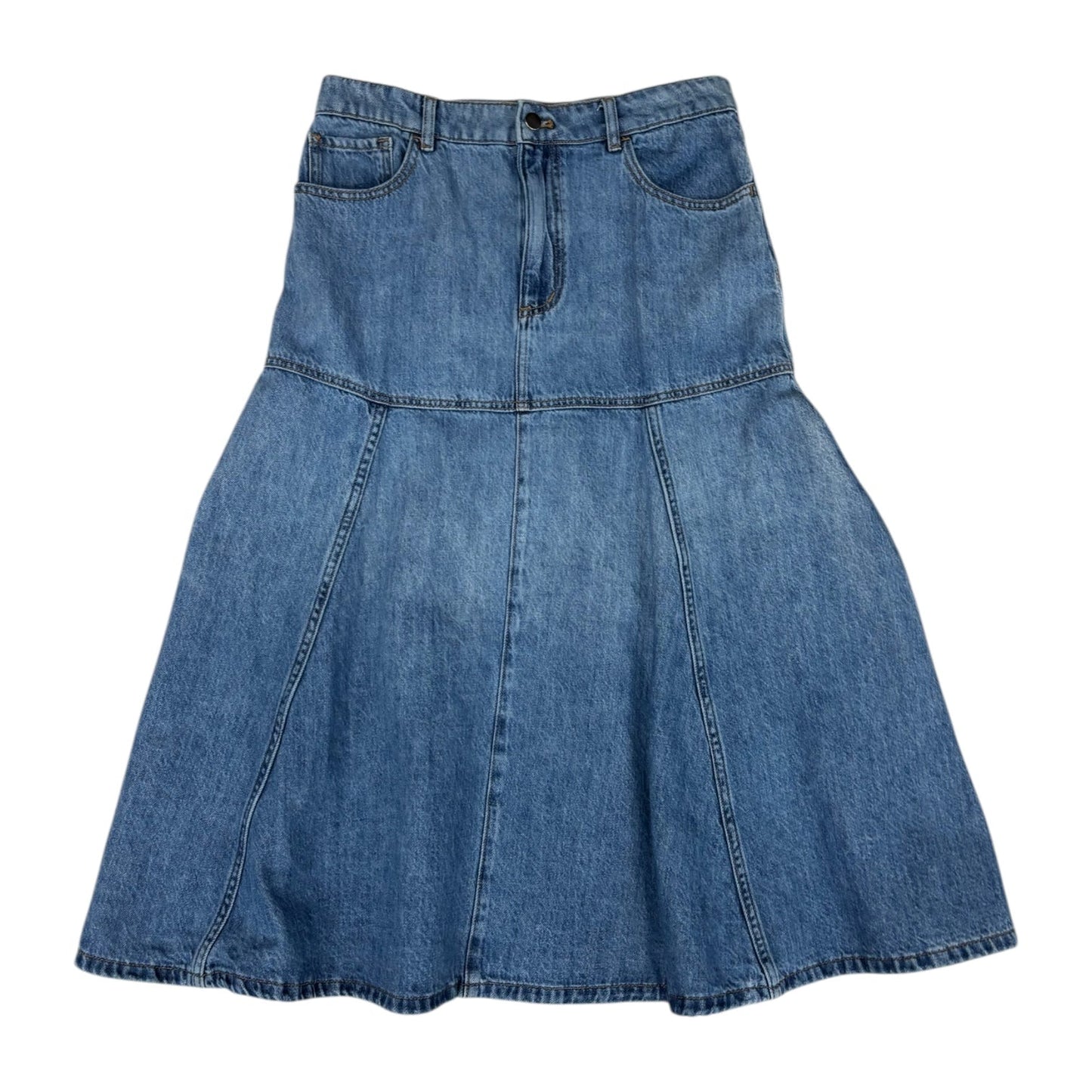 Skirt Maxi By Anthropologie In Blue Denim, Size:10