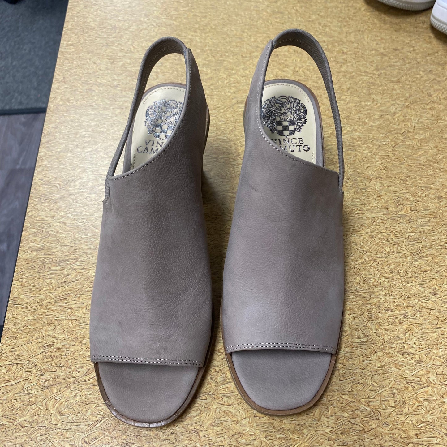 Sandals Heels Block By Vince Camuto In Taupe, Size:7.5