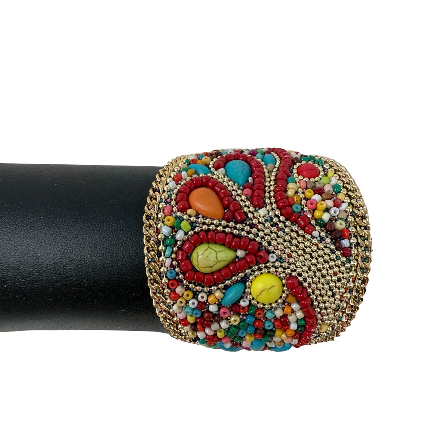 Beaded Velvet Lined Magnetic Closure Cuff Bracelet  By Clothes Mentor