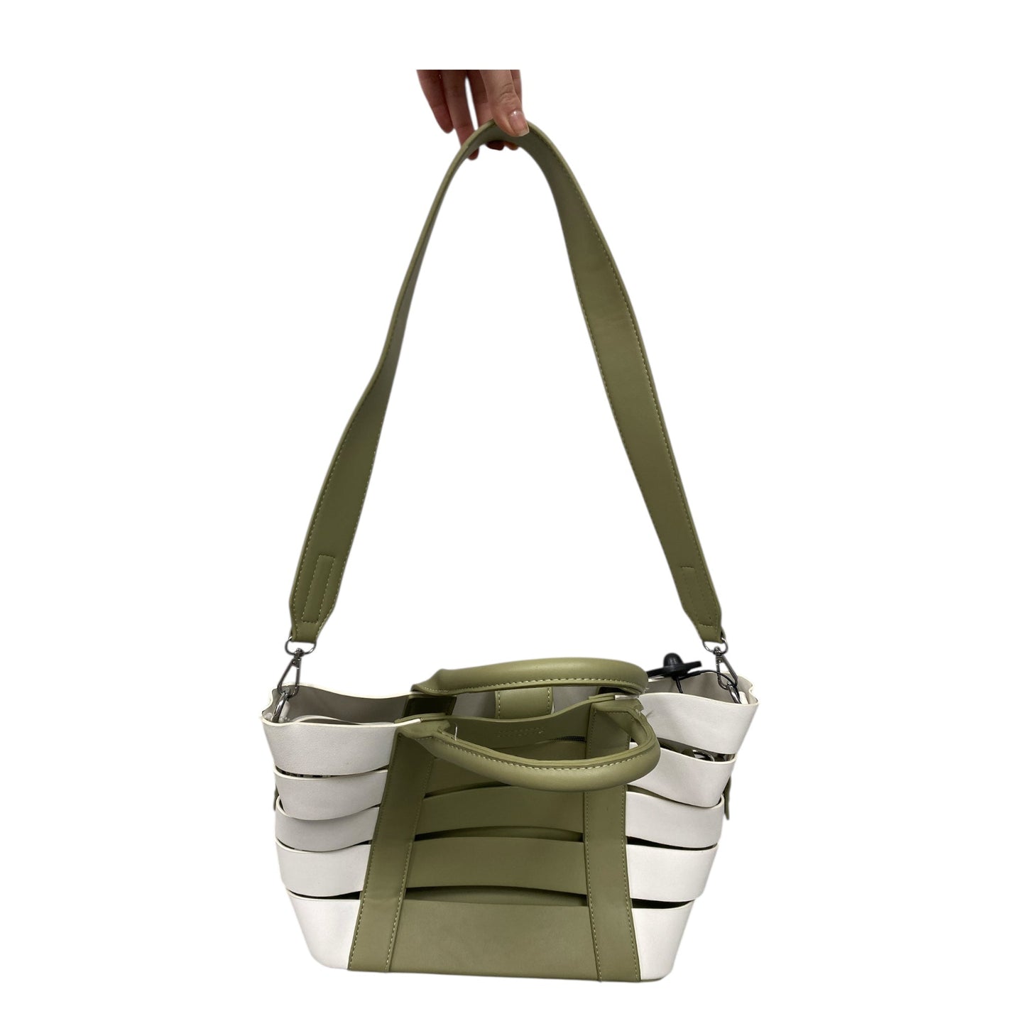 Handbag By Madison West In Green & White, Size:Medium