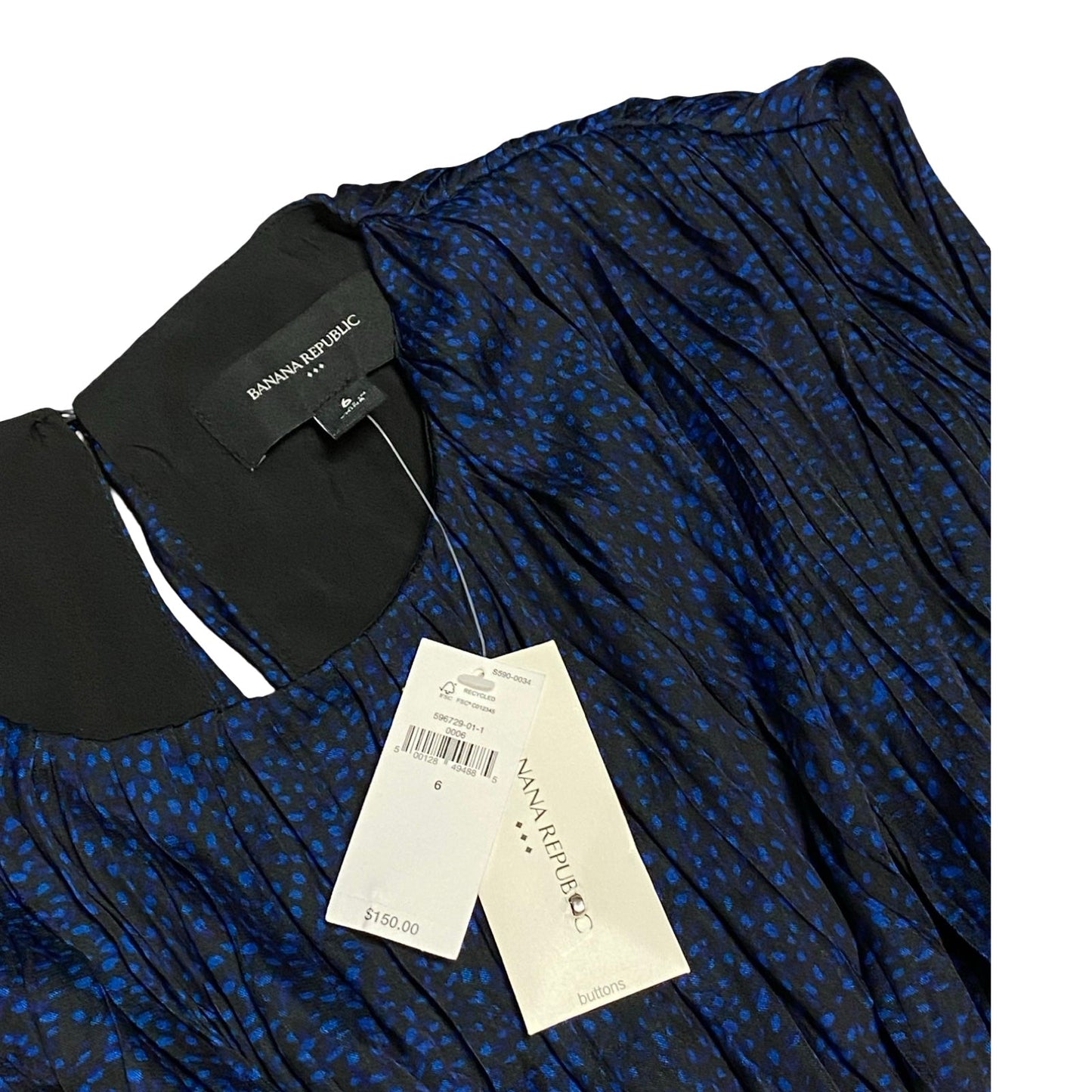 Dress Casual Midi By Banana Republic In Black & Blue, Size:6
