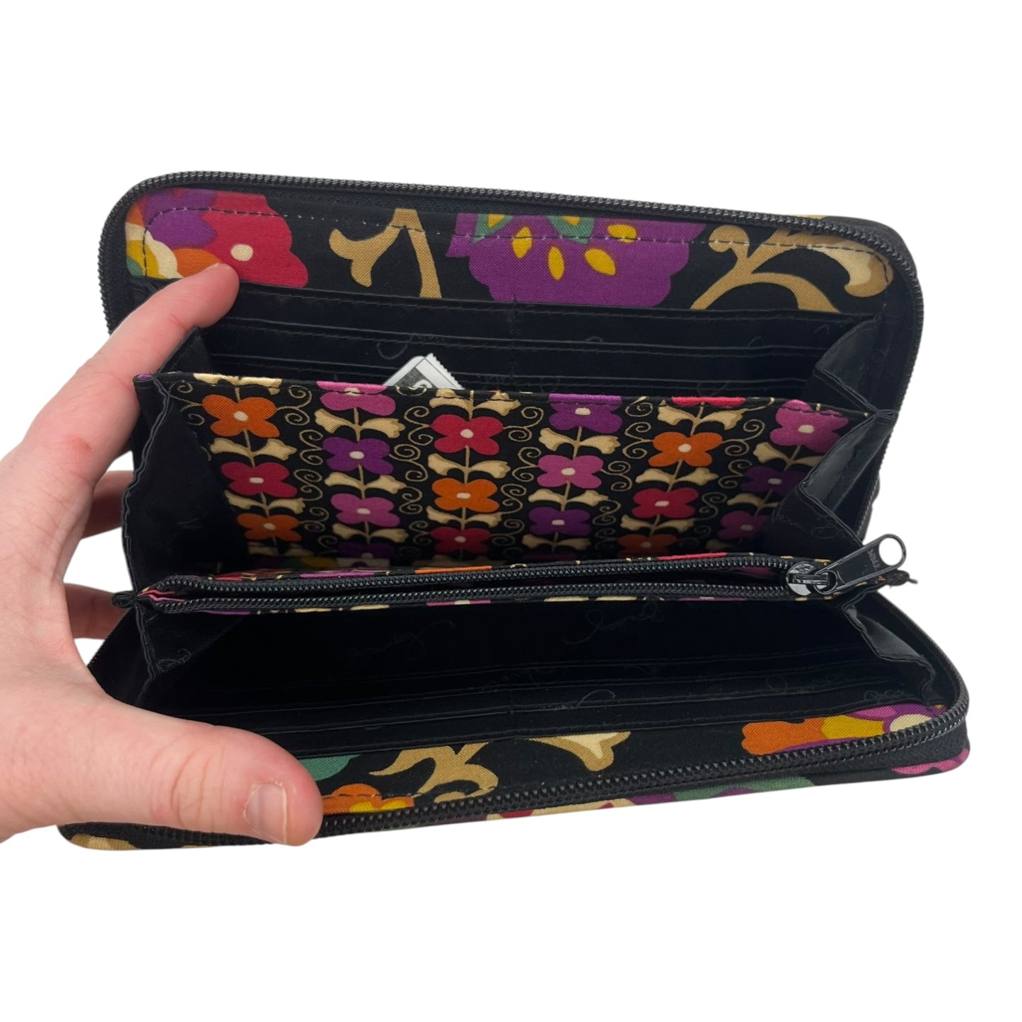 Wallet By Vera Bradley In Black & Gold, Size:Medium