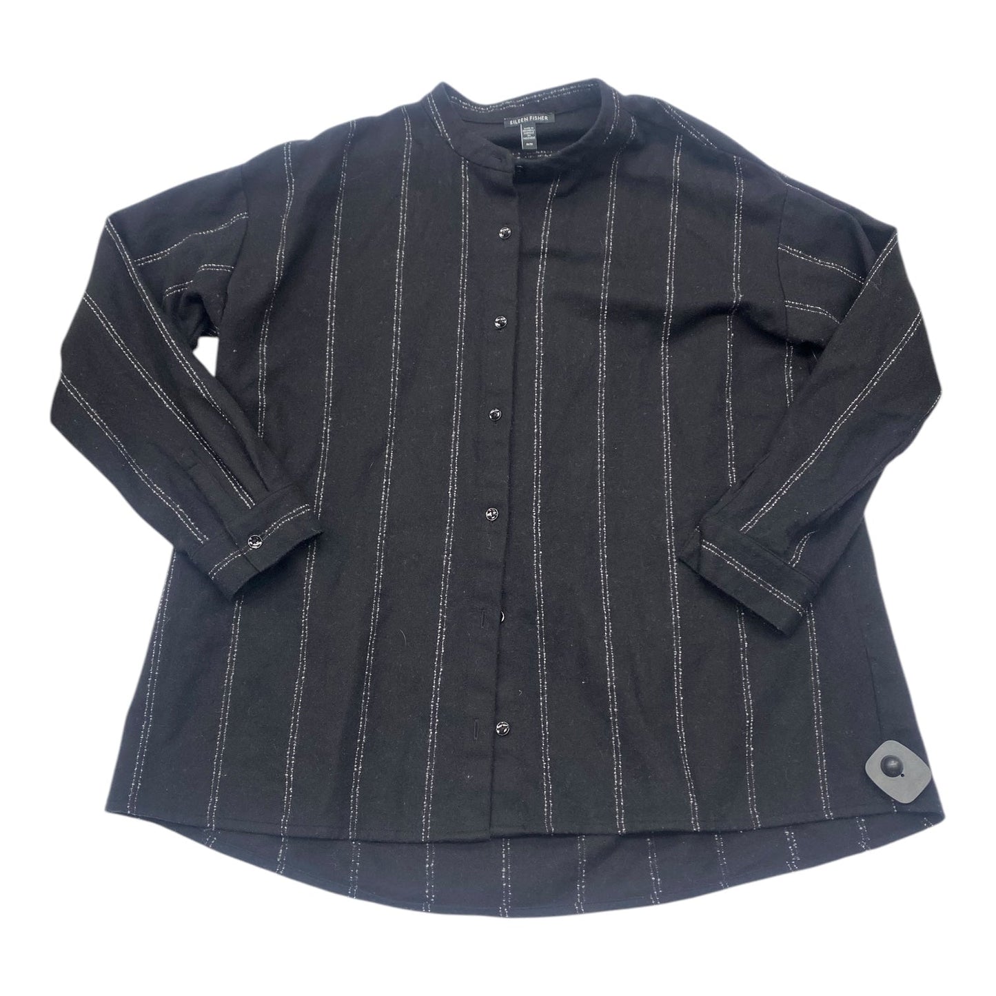 Top Ls Designer By Eileen Fisher In Black & Grey, Size:M