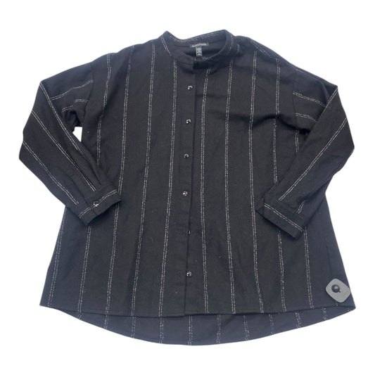 Top Ls Designer By Eileen Fisher In Black & Grey, Size:M