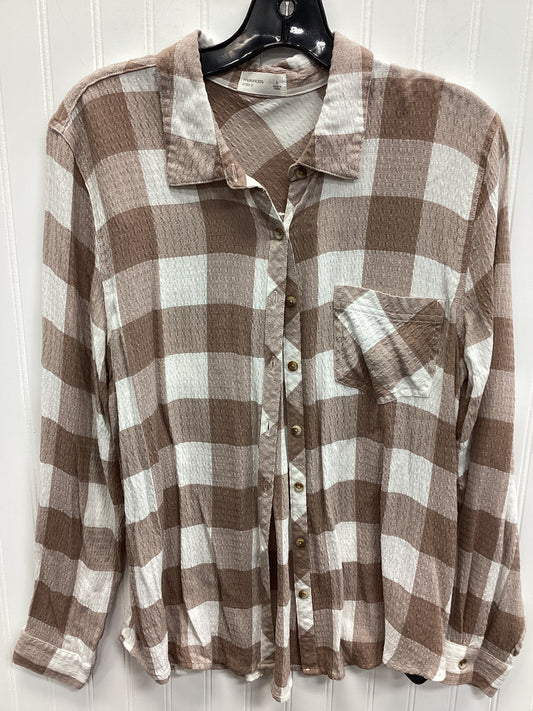 Blouse Ls By Maurices In Tan, Size:L