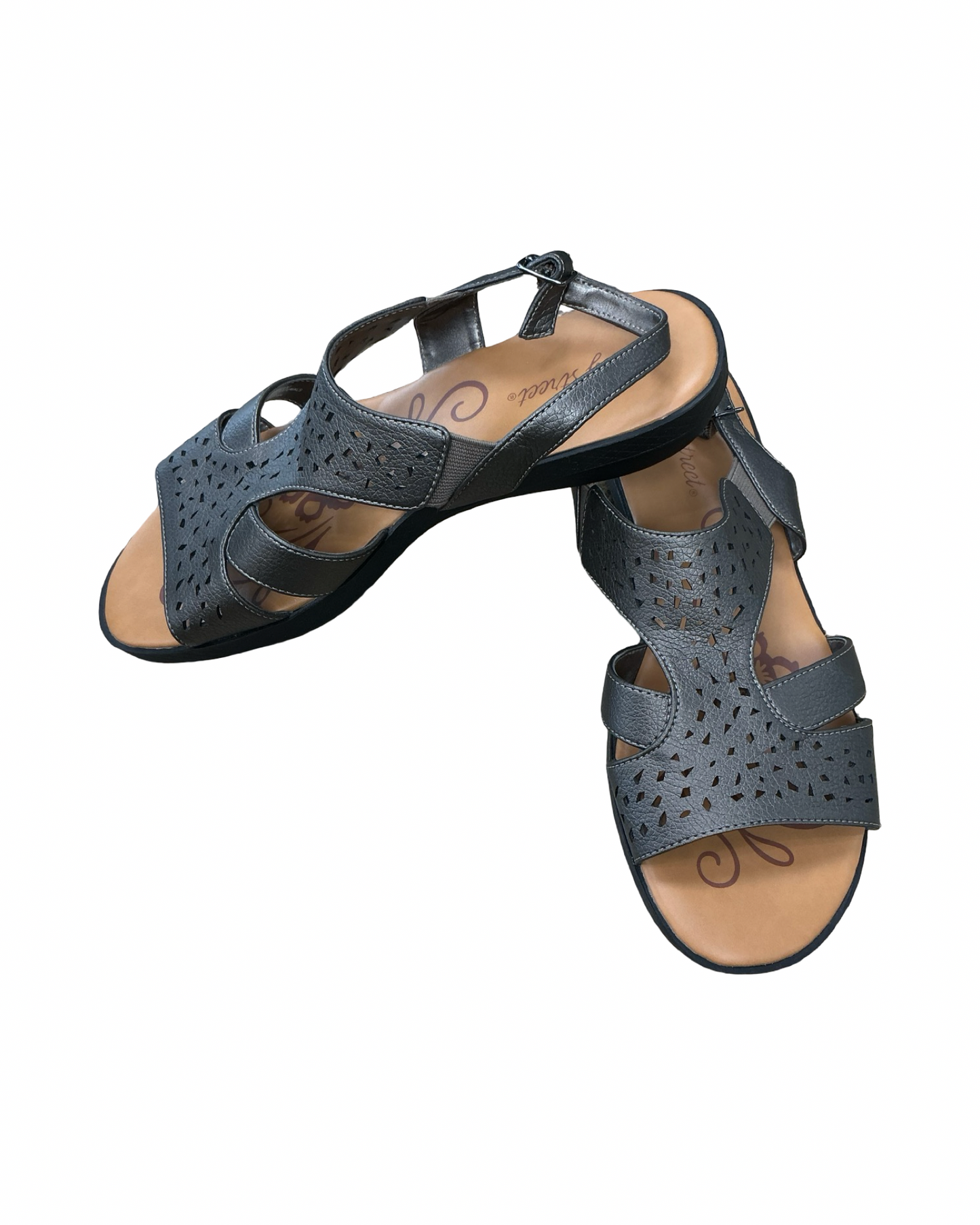 Sandals Flats By Easy Street In Silver, Size:9