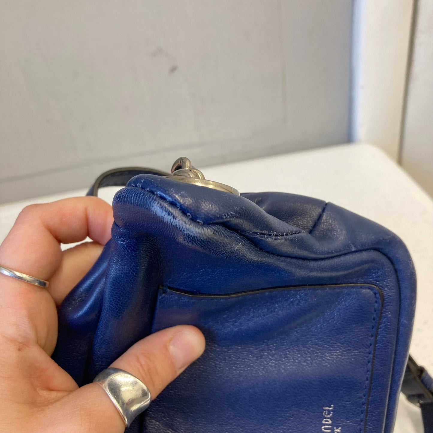 Belt Bag Leather By Henri Bendel In Blue, Size:Small