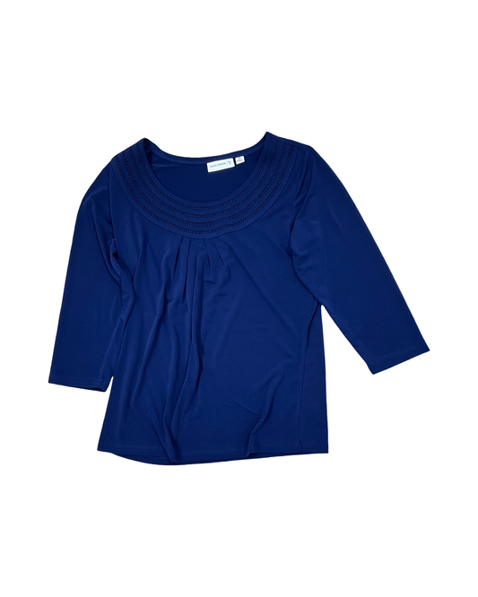 Top 3/4 Sleeve By Susan Graver In Navy, Size:Xs