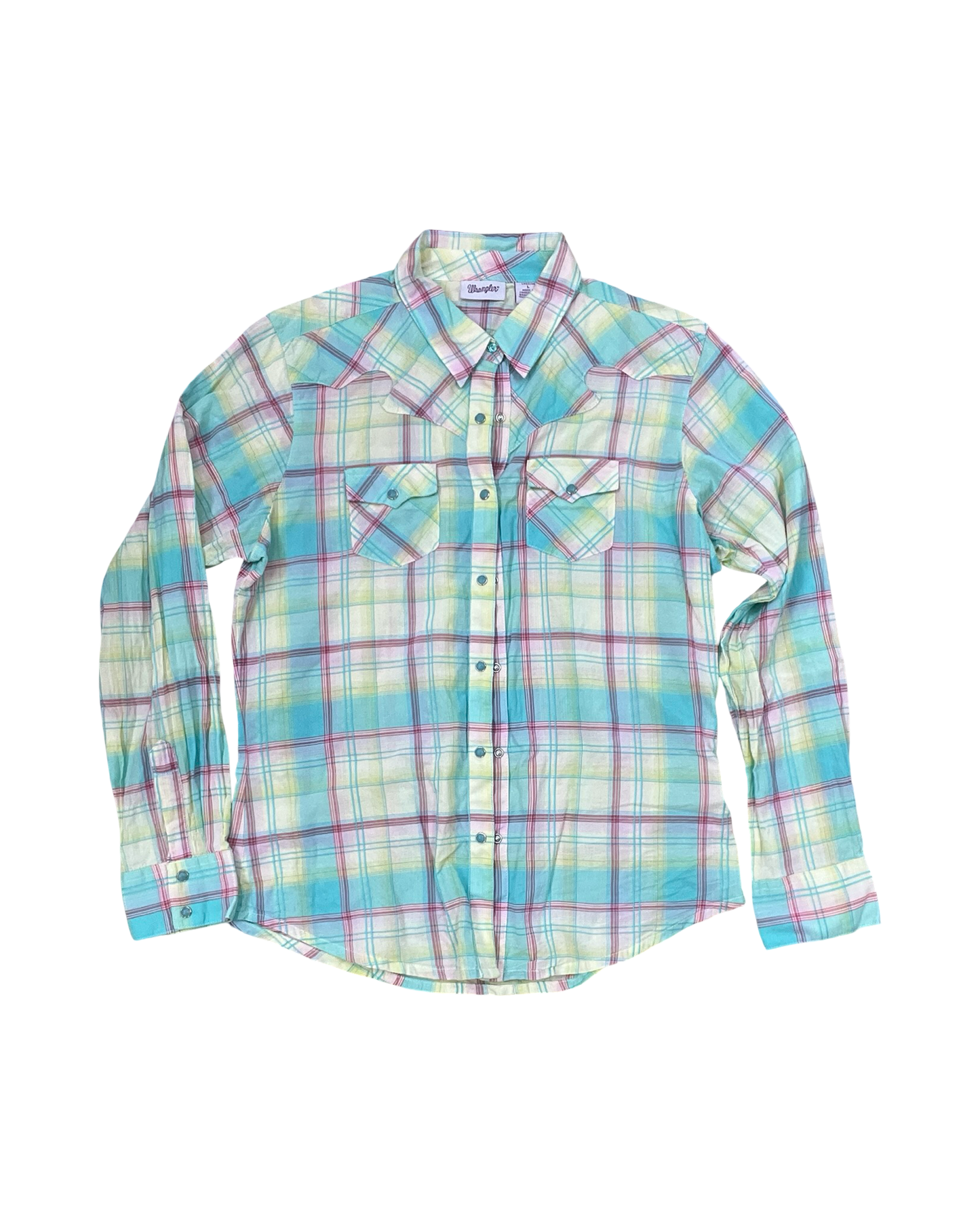 Blouse Ls By Wrangler In Green & Pink, Size:L