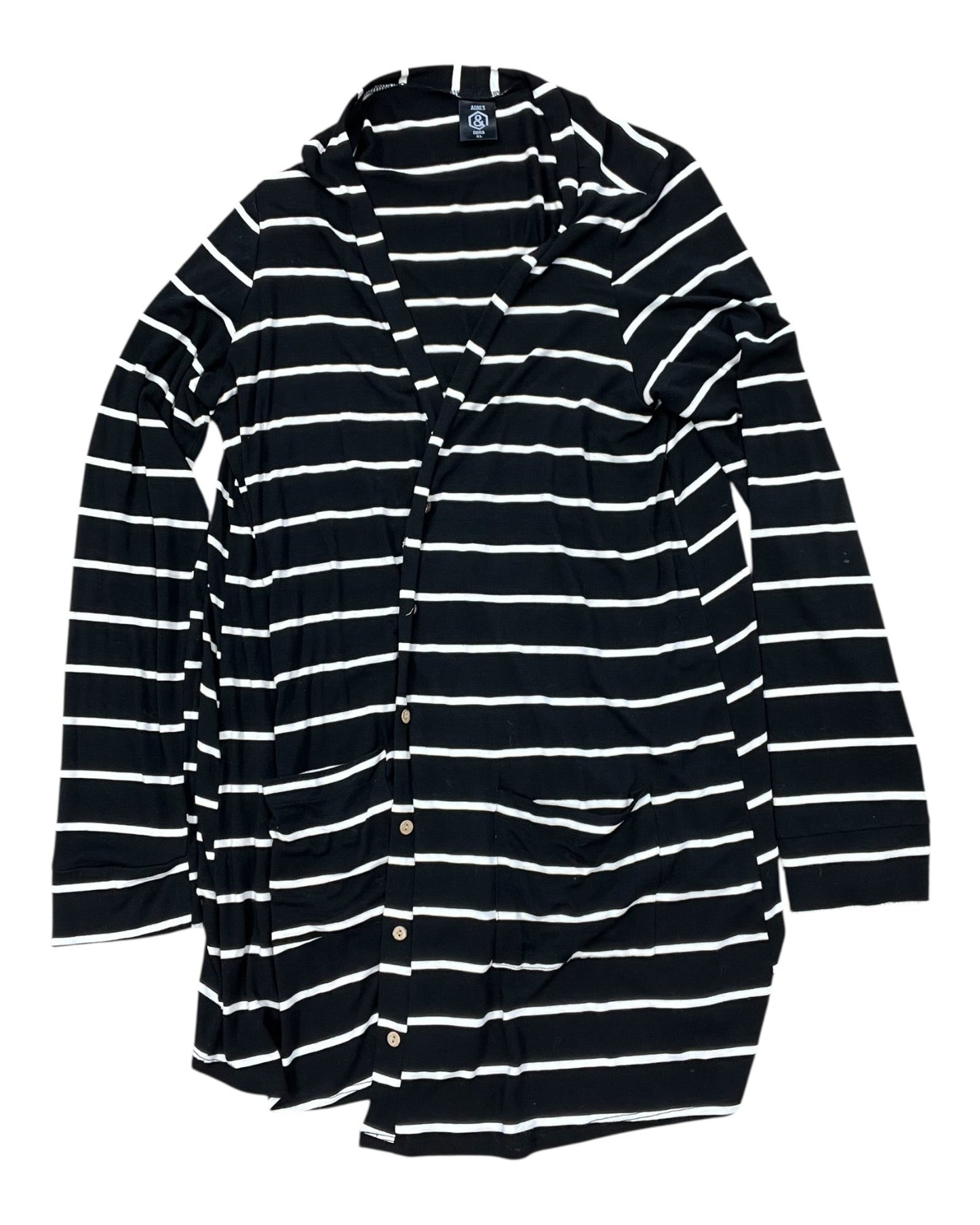 Cardigan By Agnes & Dora In Black & White, Size:Xl