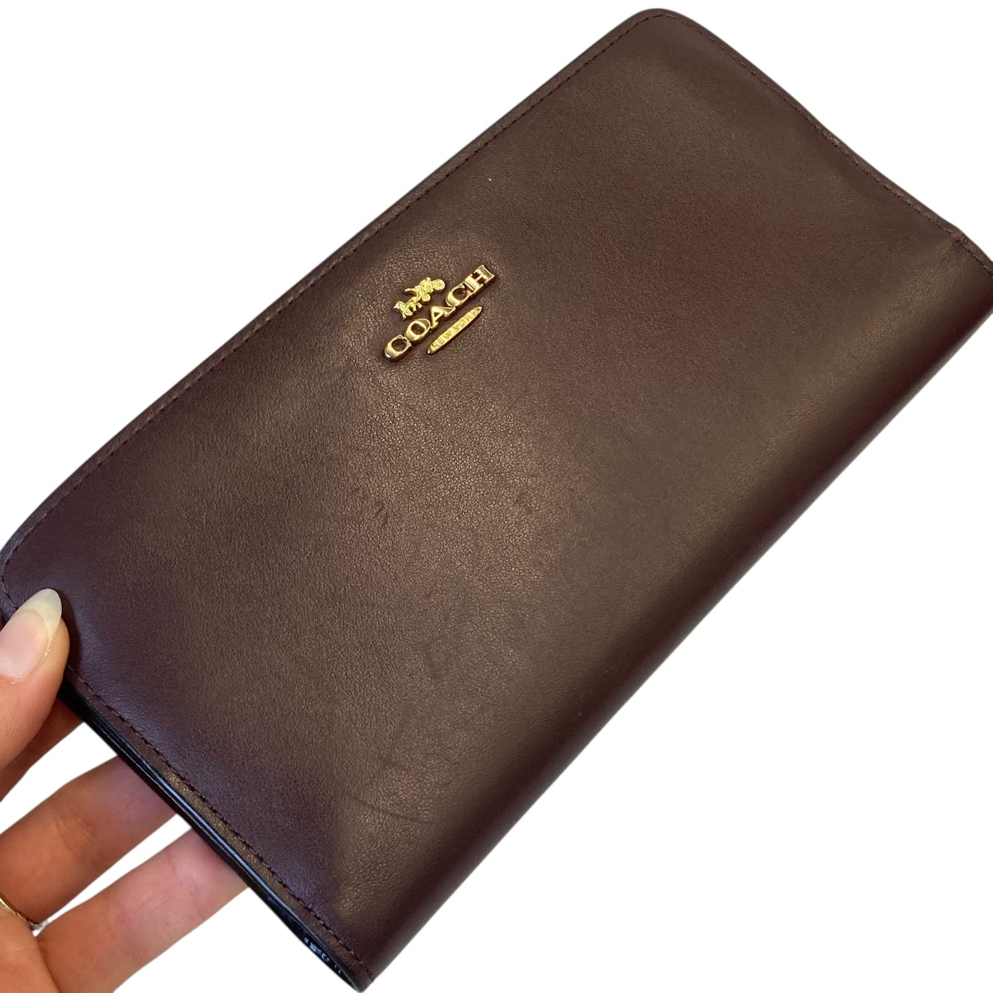 Wallet Designer By Coach In Maroon, Size:Large