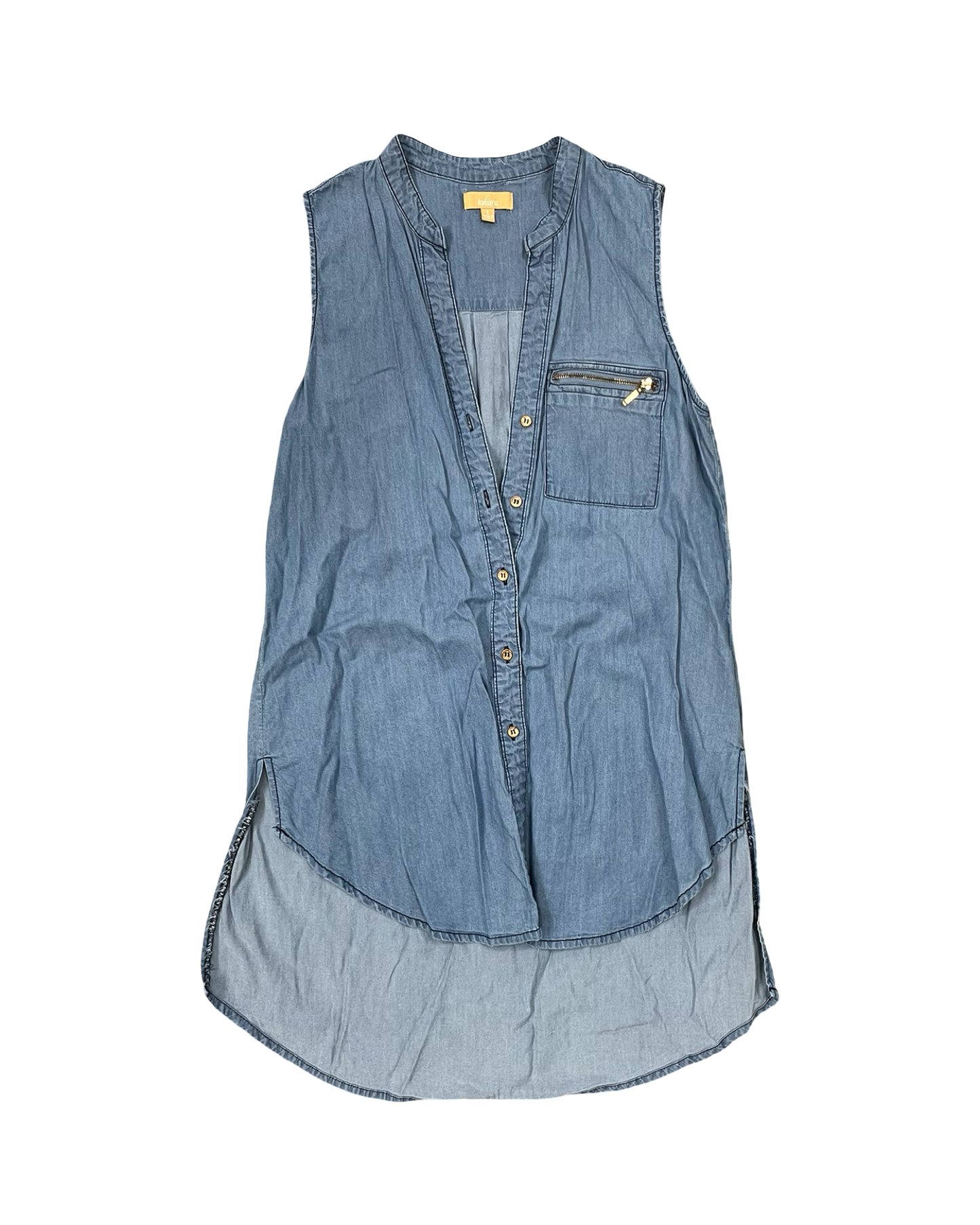 Top Sleeveless By Takara In Blue Denim, Size:S