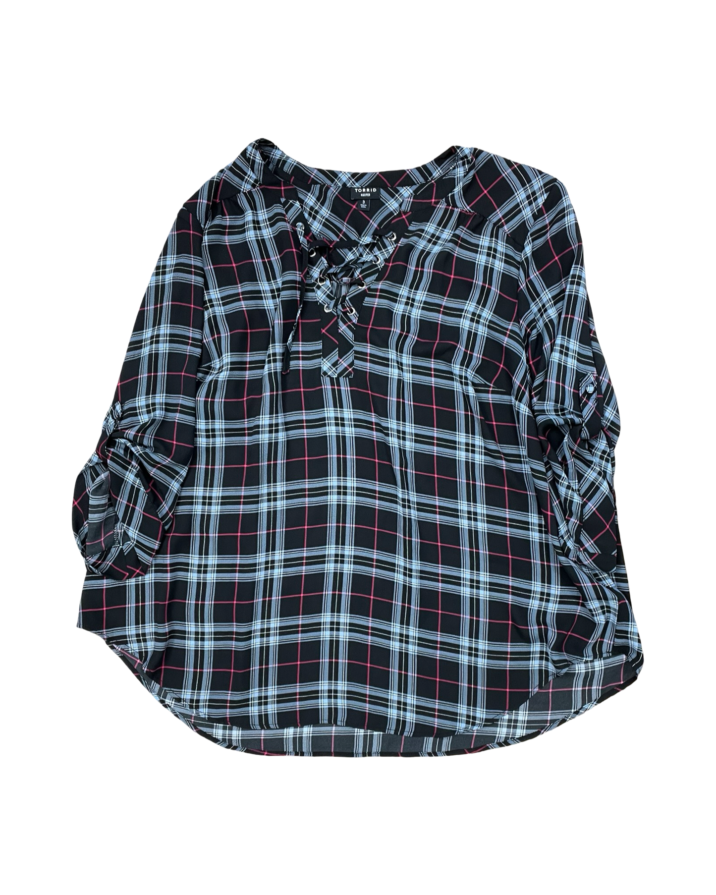 Top 3/4 Sleeve By Torrid In Black & Blue, Size:3X