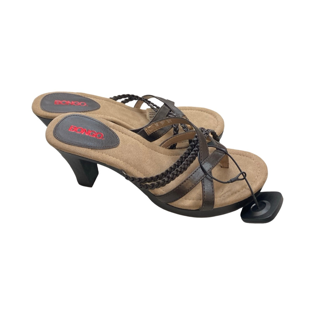 Sandals Heels Block By Bongo In Brown, Size:10
