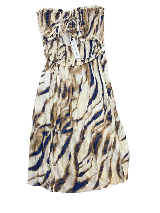 Dress Casual Midi By Self Contrast In Blue & Tan, Size:L