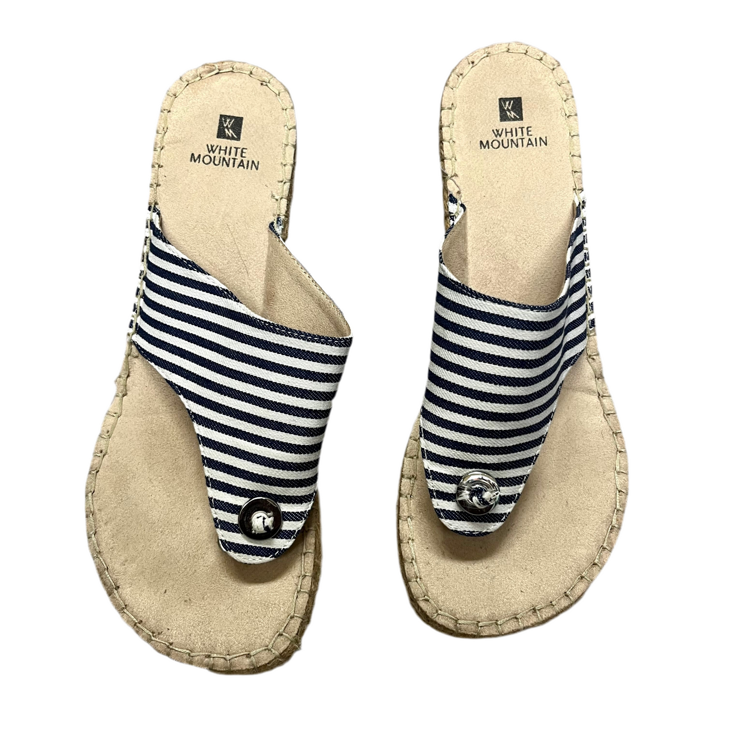 Sandals Heels Wedge By White Mountain In Blue & White, Size: 8.5