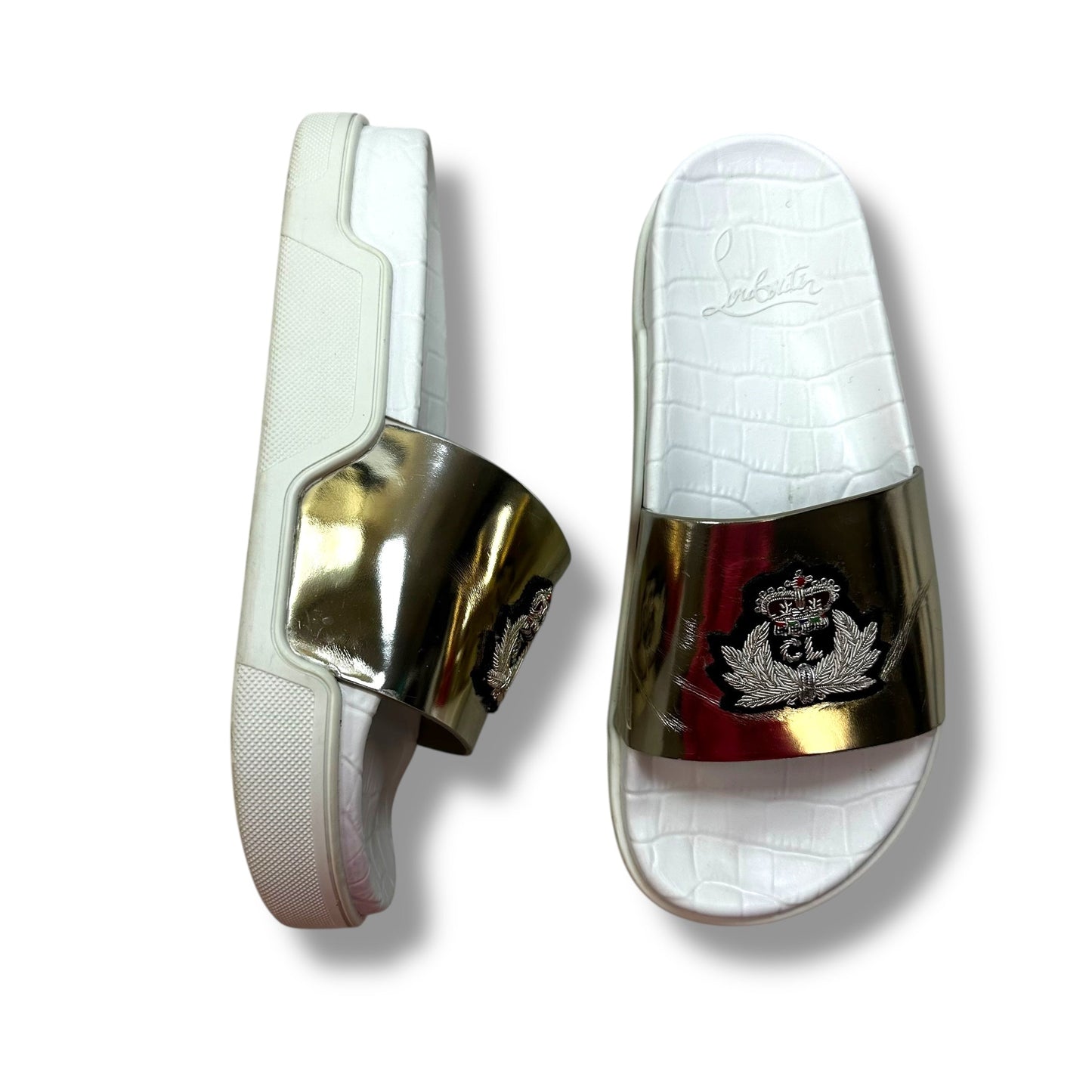 Sandals Luxury Designer By Christian Louboutin In White, Size: 39.5