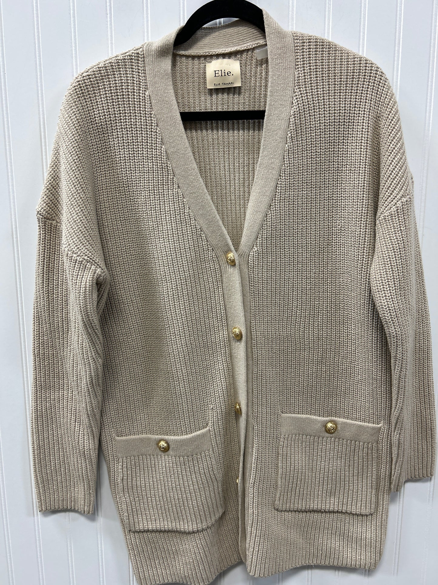 Sweater Cardigan By Elie Tahari In Tan, Size:M
