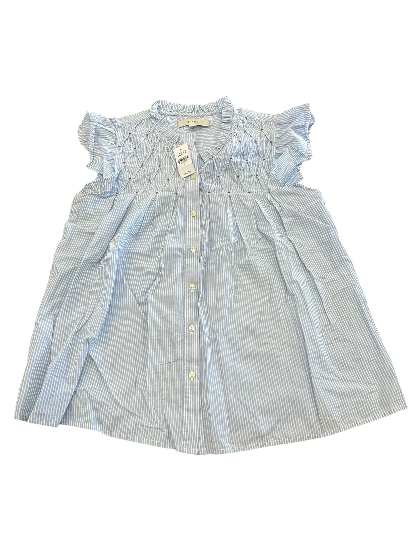 Top Sleeveless By Loft In Blue & White, Size:S