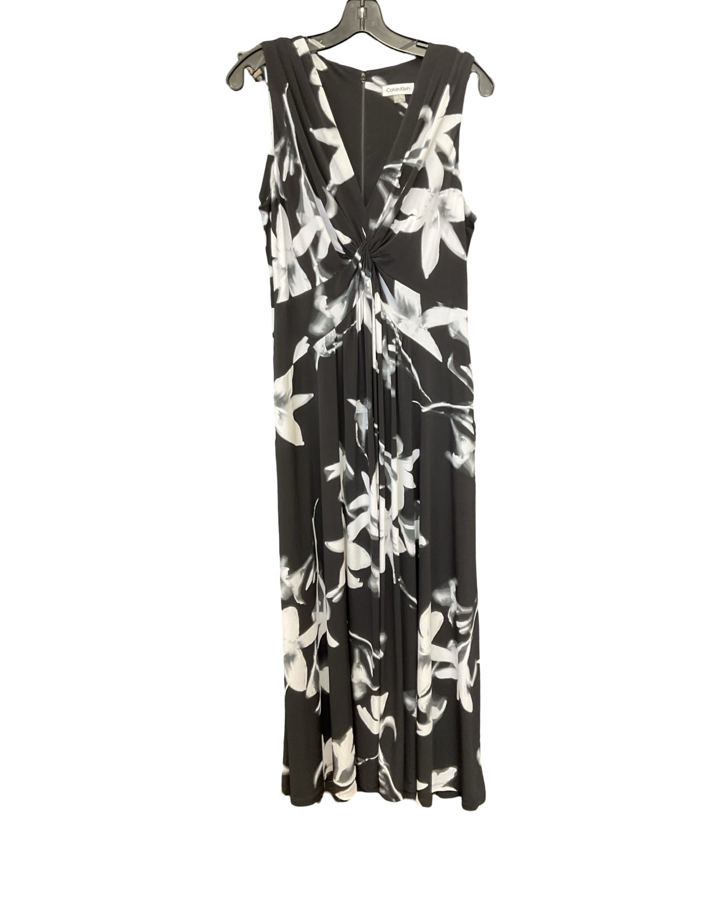 Dress Casual Maxi By Calvin Klein In Black & White, Size:12