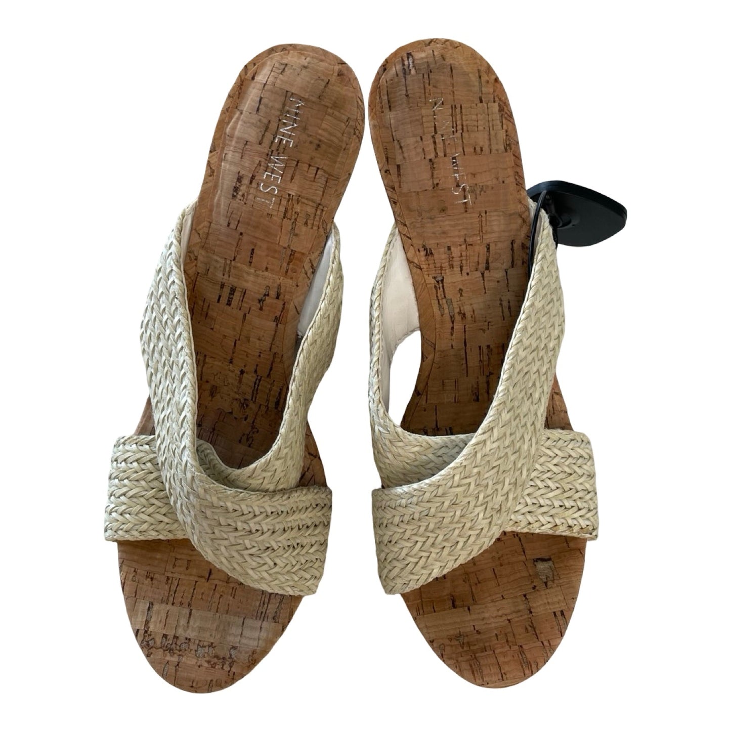 Sandals Heels Wedge By Nine West In Tan, Size:9