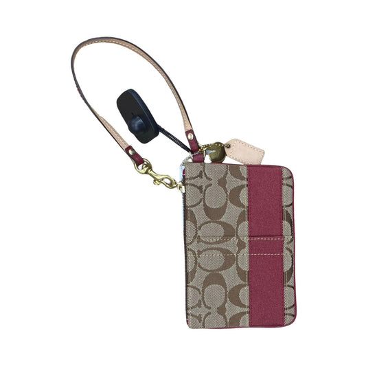 Wristlet Designer By Coach In Brown & Red, Size:Small