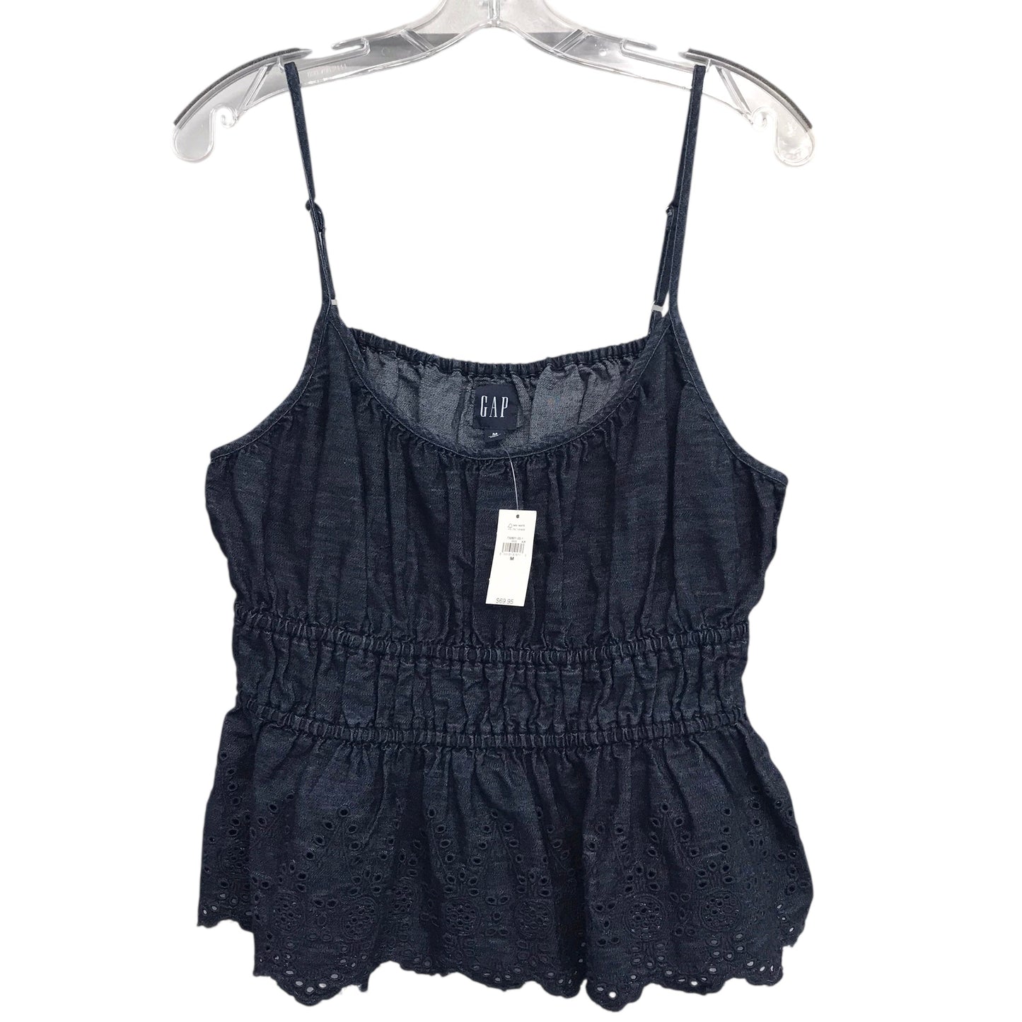 Top Sleeveless By Gap In Blue Denim, Size:M