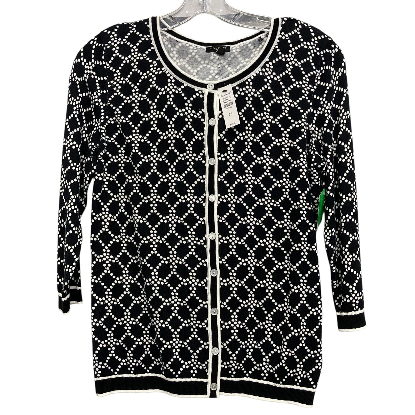 Sweater Cardigan By Talbots In Black & White, Size:Sp