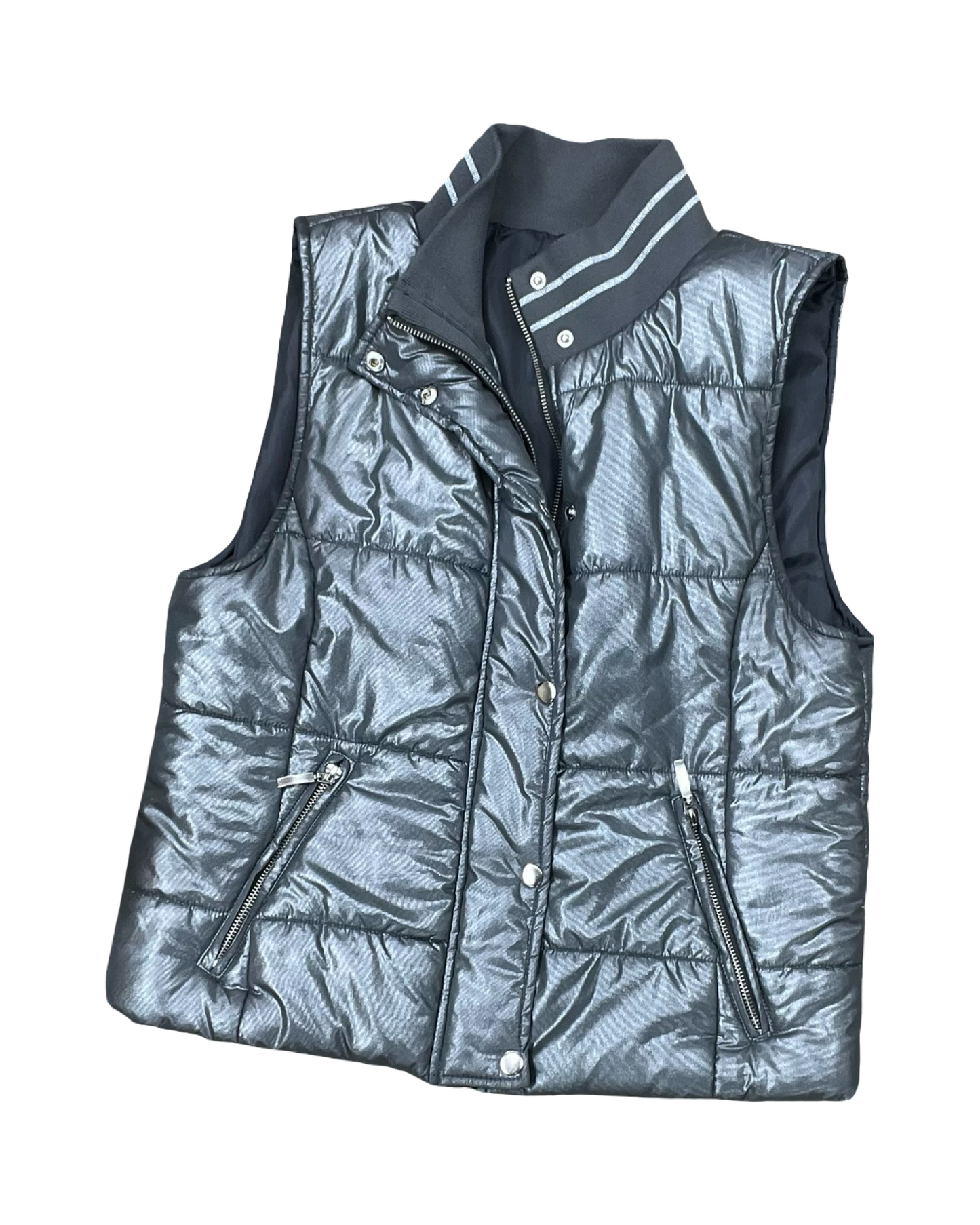 Vest Puffer & Quilted By Clothes Mentor In Grey, Size:L