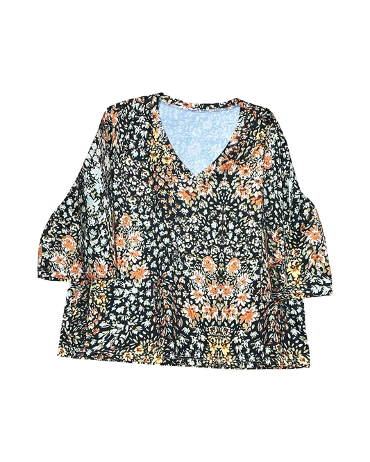 Top Ls By Clothes Mentor In Black & Orange, Size:1X