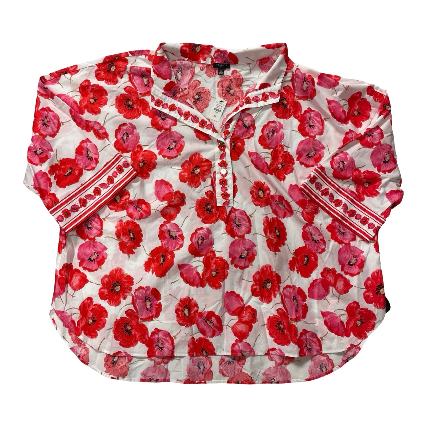 Top 3/4 Sleeve By Talbots In Floral Print, Size:3X