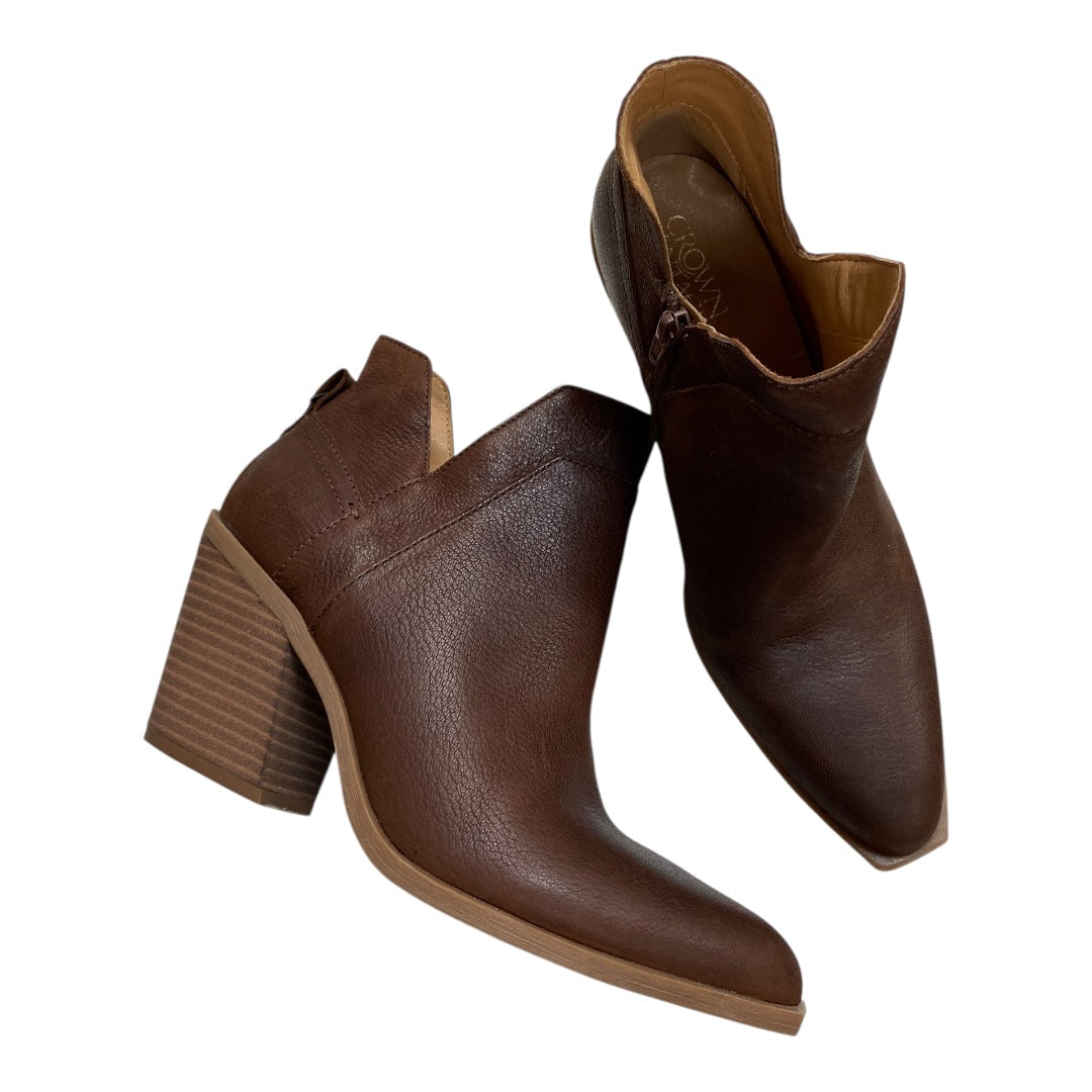 Boots Ankle Heels By Crown Vintage In Brown, Size:10