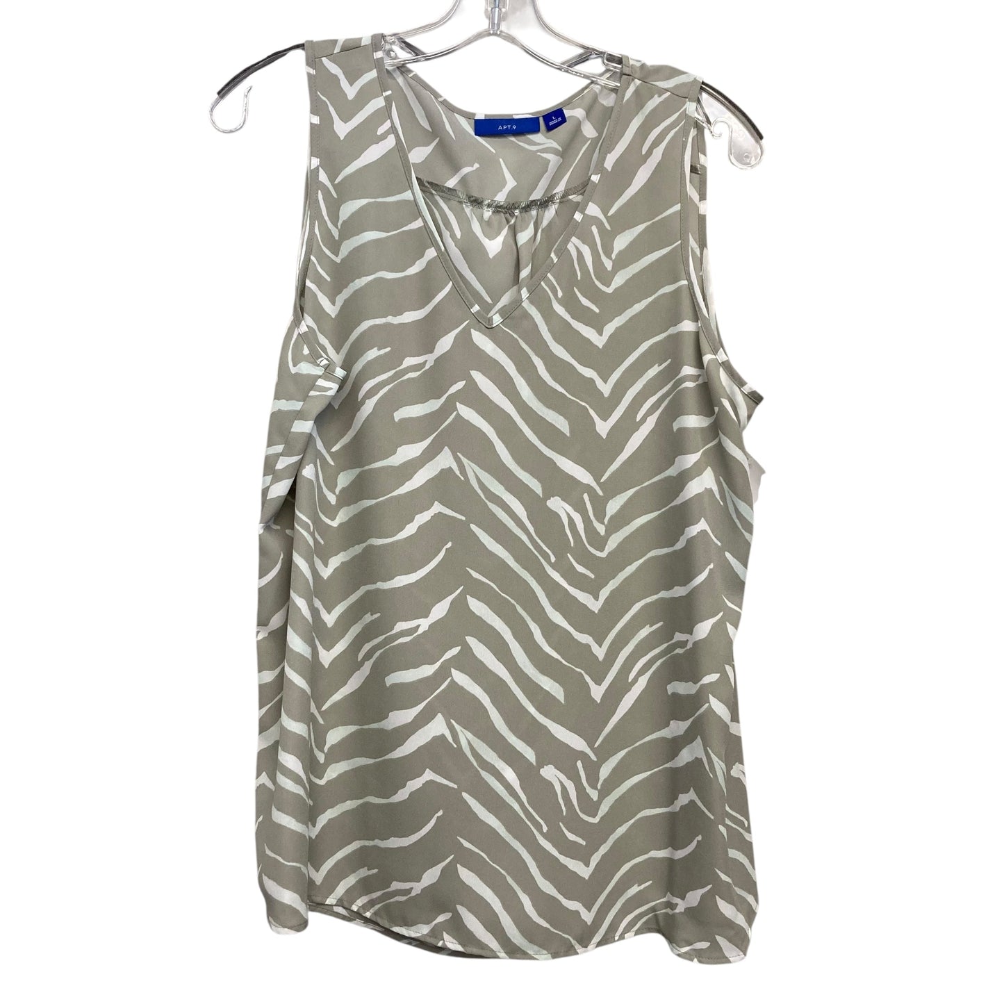 Top Sleeveless By Apt 9 In Green & White, Size:L