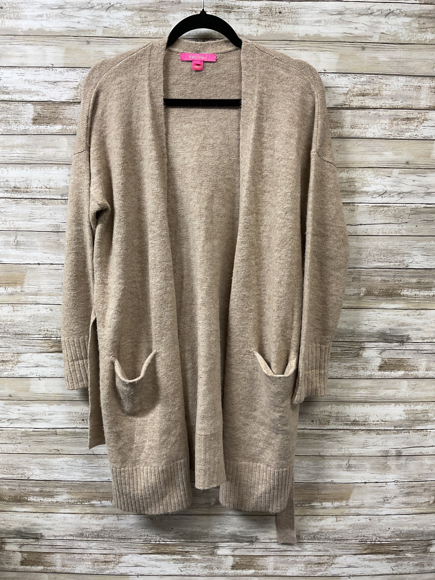 Sweater Cardigan Designer By Lilly Pulitzer In Tan, Size:S