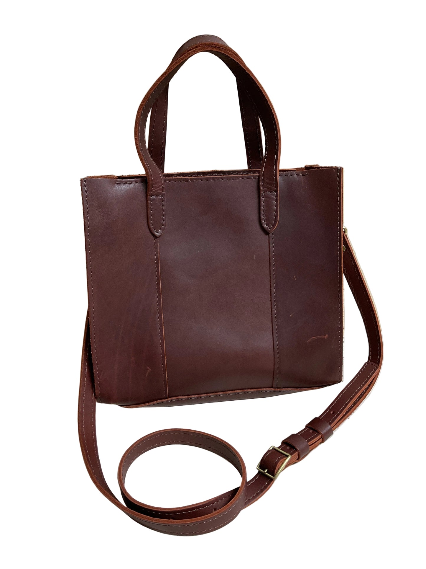 Handbag Leather By Portland Leather In Brown, Size:Medium