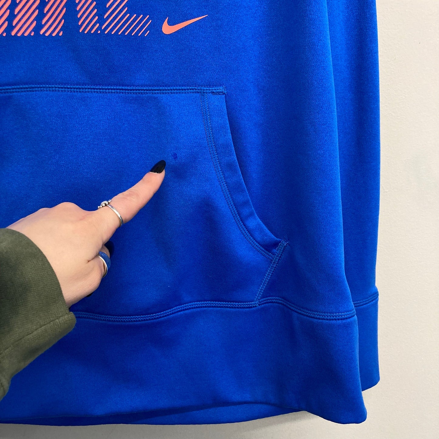Athletic Sweatshirt Hoodie By Nike Apparel In Blue & Orange, Size:Xl