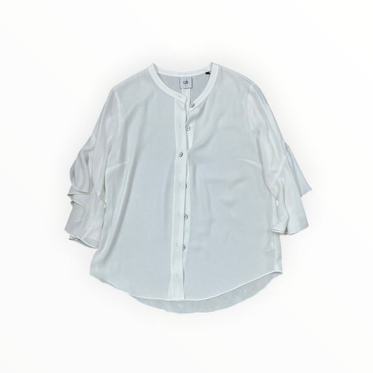 Blouse 3/4 Sleeve By Cabi In White, Size:S