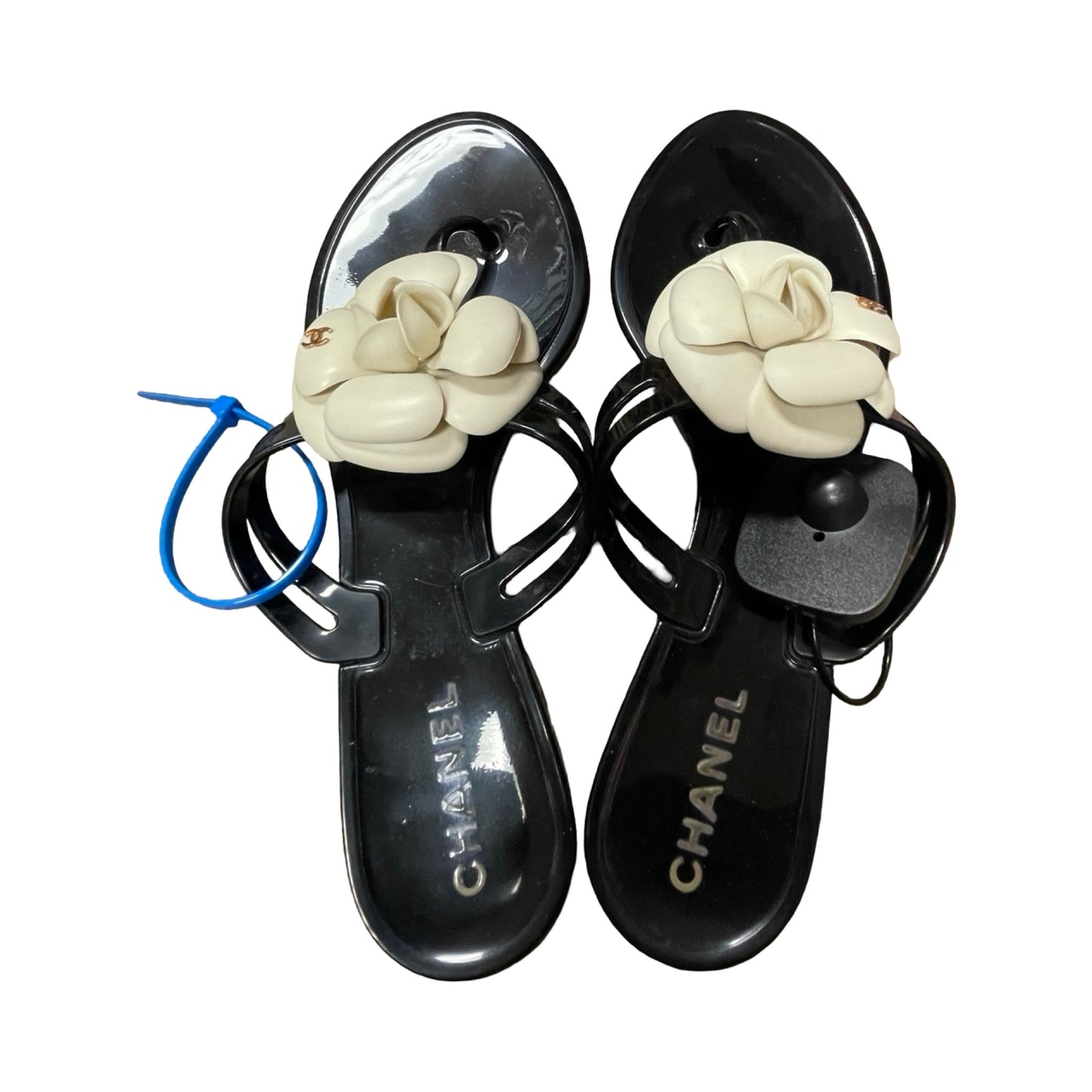 Sandals Luxury Designer By Chanel In Black & Cream, Size:8.5 (EU39)