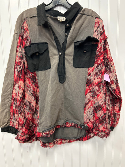 Blouse Ls By Pol In Taupe, Size:L