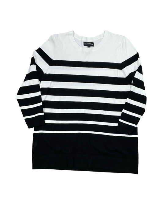 Top Ls By Rafaella In Black & Cream, Size:L