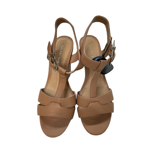 Sandals Heels Wedge By Gianni Bini In Tan, Size:6.5
