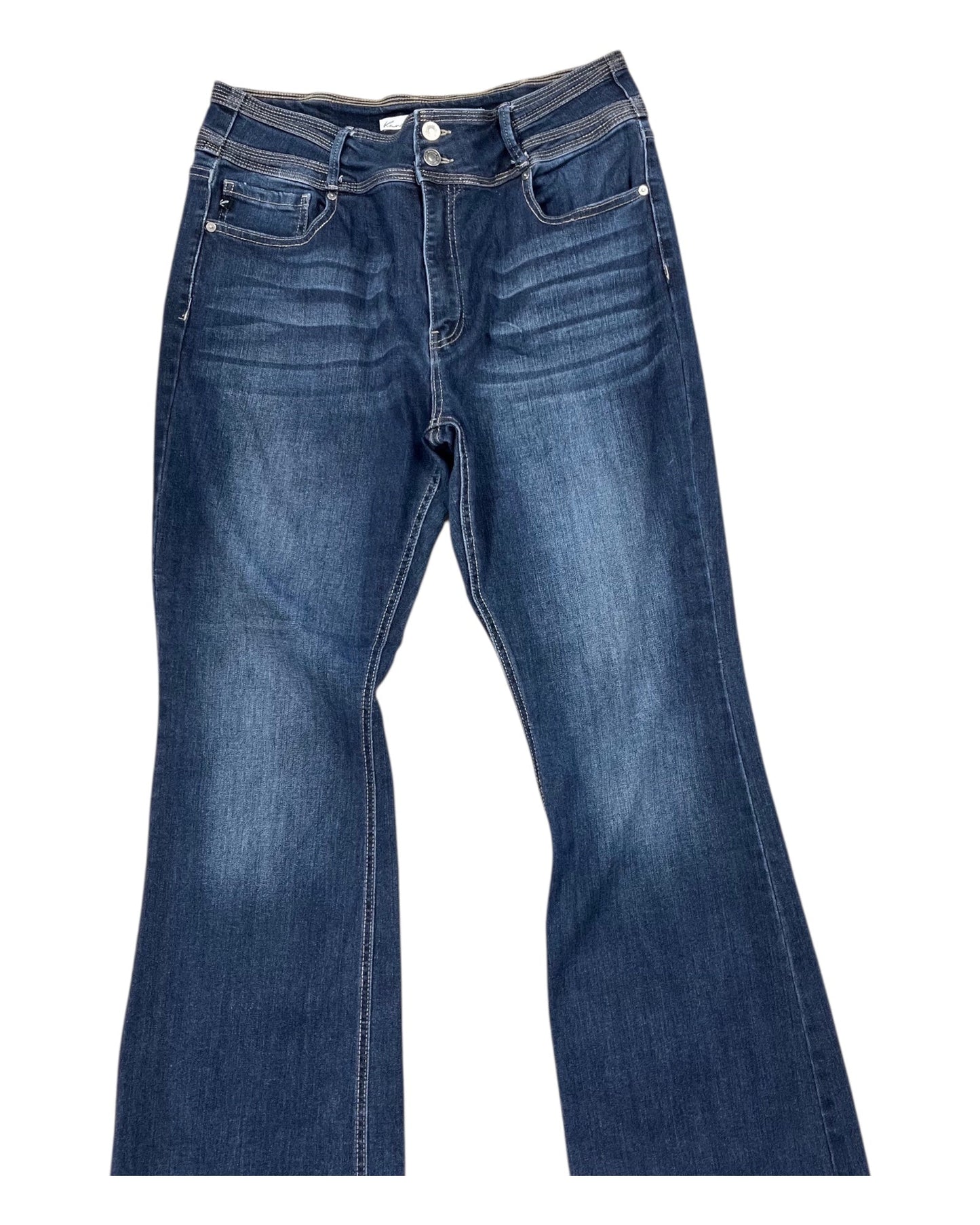 Jeans Flared By Kancan In Blue Denim, Size:14