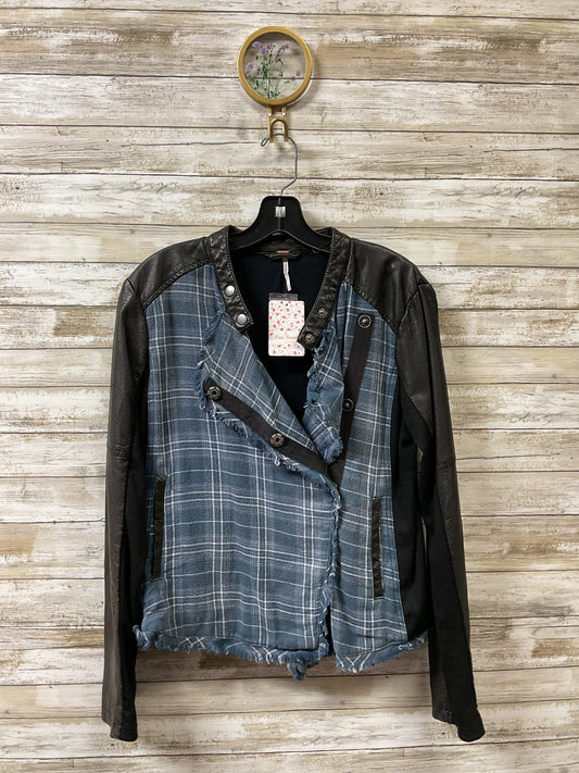 Jacket Moto By Free People In Black & Blue, Size:M